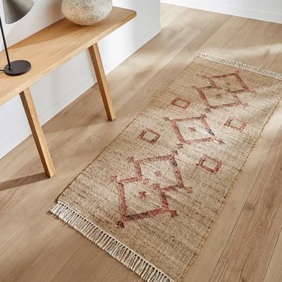 La Redoute Panaji Fringed Hand Woven Jute and Cotton Runner Rug