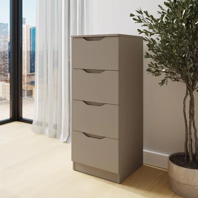 The Range Modern 4 Drawer Chest of Drawers Recessed Handles Central Runners - Matt Putty