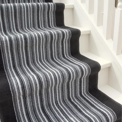 The Range Black White Striped Cut To Measure Stair Carpet Runner 70cm Wide - Black / 182cm