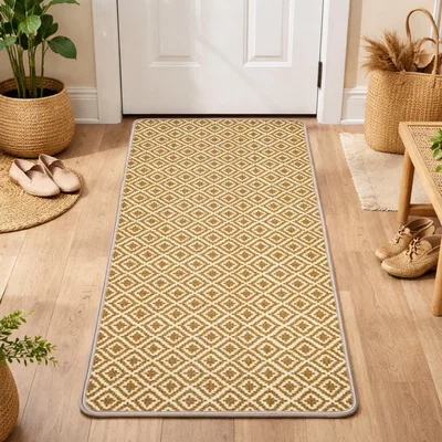The Range Washable Indoor Door Mat Runner with Anti-Slip Backing - Light Brown