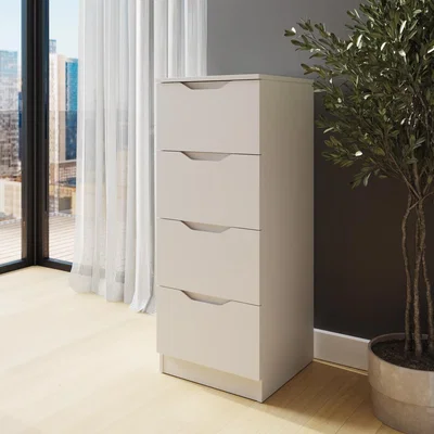 The Range Modern 4 Drawer Chest of Drawers Recessed Handles Central Runners - Matt White