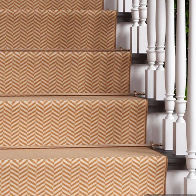 The Range Tan Herringbone Cut To Measure Stair Carpet Runner 70cm Wide - Tan / 792cm