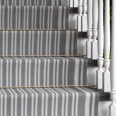 The Range Grey Striped Cut To Measure Stair Carpet Runner 70cm Wide - Grey / 548cm