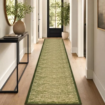 The Range Blend Mottled Hallway Runner - Green / 244cm