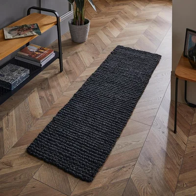 The Range Whitefield Boucle 45x150cm Black Runner - Black