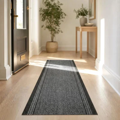 The Range Sydney Non Slip Hallway Runner - Grey / 366cm