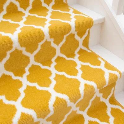 The Range Yellow Ochre Trellis Cut To Measure Stair Carpet Runner 60cm Wide - Ochre / 548cm