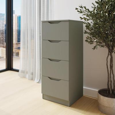 The Range Modern 4 Drawer Chest of Drawers Recessed Handles Central Runners - Ash Green
