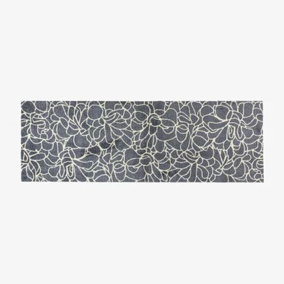 The Range Machine Washable Mega Mat Entrance Runner- Floral  - Grey