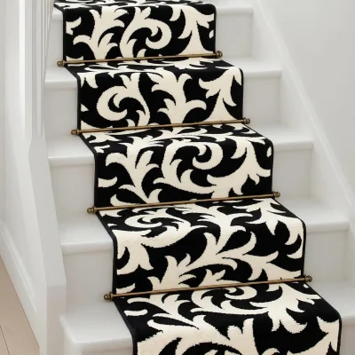 The Range Filigree Floral Hallway Runner - Black / 450cm