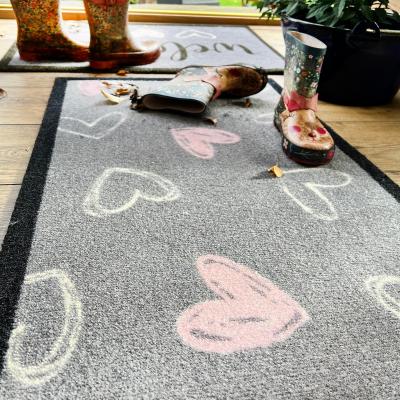 The Rug Seller My Welcome Hearts Washable Indoor Runner in Grey&nbsp;50x150cm