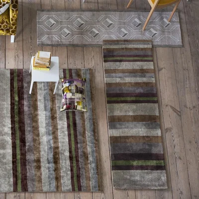 The Rug Seller Tanchoi Runners in Graphite by Designers Guild