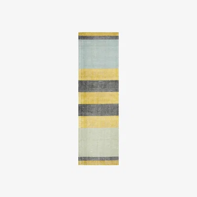 The Rug Seller Modern Lucien Stripe Hallway Runner Rugs in Acacia Yellow by Designers Guild