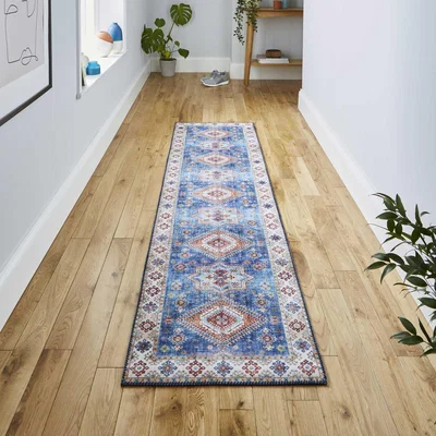 The Rug Seller Topaz G4705 Runner in Dark Blue