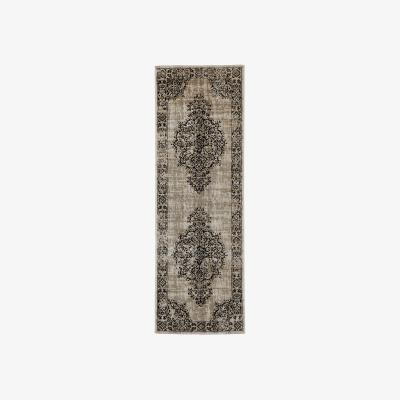 The Rug Seller Saville Traditional Medallion Outdoor Runner Rugs in Grey Black