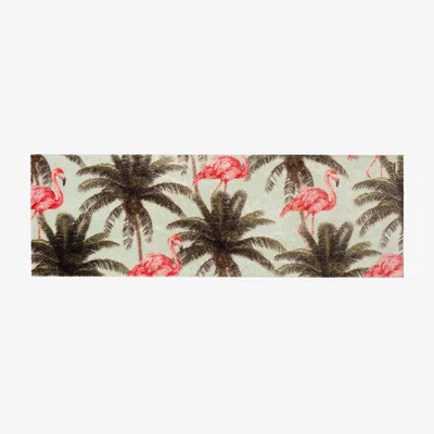 The Rug Seller Jeanne Tropical Flamingo Washable Runner Mats in Green