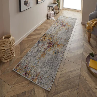 The Rug Seller Gilbert 90 X Distressed Abstract Runner Rugs in Multi