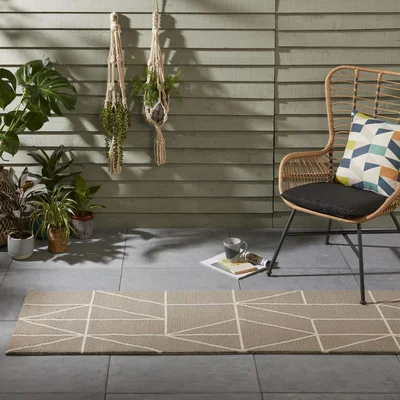 The Rug Seller Scion Viso Geometric Outdoor Runner Rugs 424004 Steel Grey