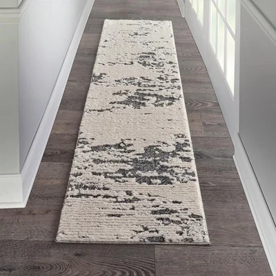 The Rug Seller Zermatt Designer Hallway Runner ZER03 in Ivory Blue by Nourison&nbsp;69x229cm