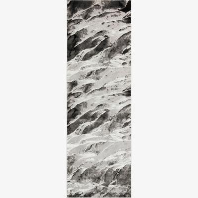 The Rug Seller Blaze BLZ06 Abstract Marble Runner Rugs in Silver Grey