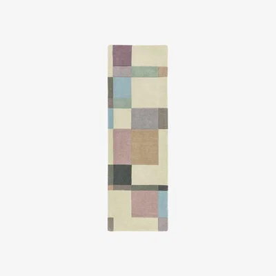 The Rug Seller Reef RF17 Blocks Geometric Wool Runner Rugs in Pastel Multi