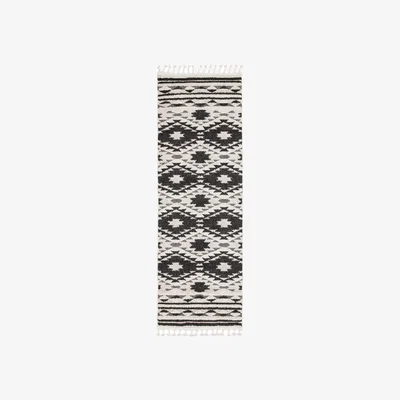 The Rug Seller Taza Boho Scandi Hallway Runner Rugs in TA04 Black