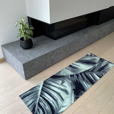 The Rug Seller Jini Botanical Palm Leaf Washable Runner Mats in Green
