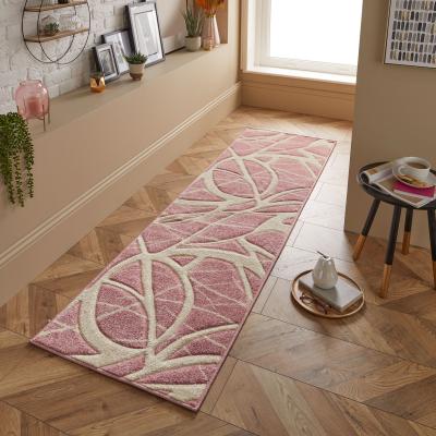 The Rug Seller Portland 57 R Abstract Carved Runner Rugs in Pink Cream