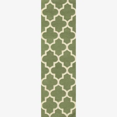 The Rug Seller Arabesque Hallway Runners in Sage Green