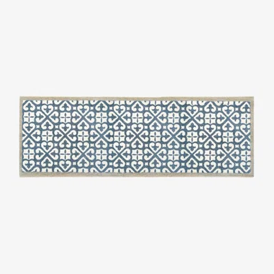 The Rug Seller My Harlequin Tile Washable Indoor Runner in Blue&nbsp;50x150cm