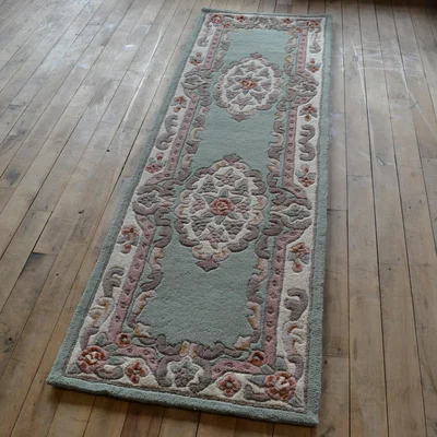 The Rug Seller Shensi Traditional Wool Runner in Green&nbsp;67x210cm