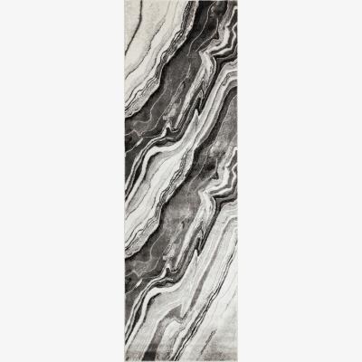 The Rug Seller Blaze BLZ01 Abstract Marble Runner Rugs in Silver Grey