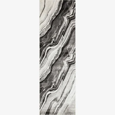 The Rug Seller Blaze BLZ01 Abstract Marble Runner Rugs in Silver Grey