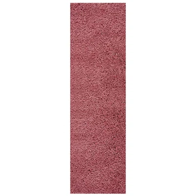 The Rug Seller Isla Shaggy Plain Modern Runner in Pink&nbsp;67x220cm