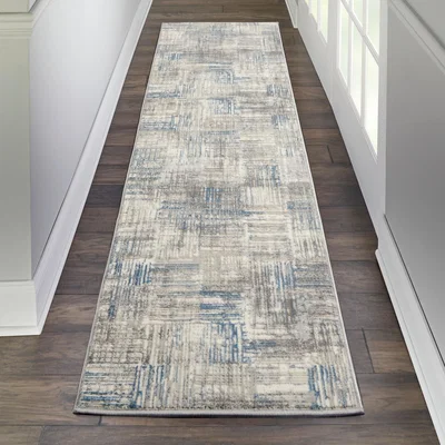 The Rug Seller Solace Designer  Hallway Runner SLA03 in Ivory Grey Blue by Nourison&nbsp;69x221cm