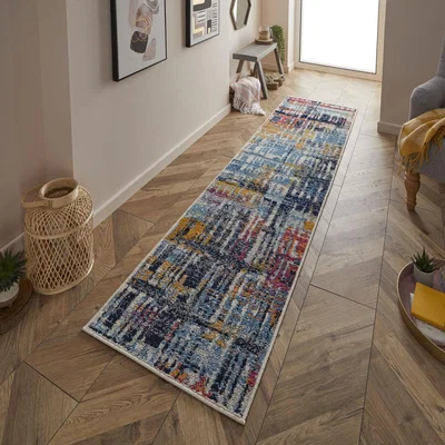 The Rug Seller Gilbert 4152 Q Distressed Abstract Runner Rugs in Multi