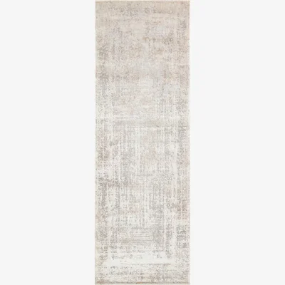 The Rug Seller Luzon Distressed Abstract LUZ810 Runner Rugs in Ivory Grey Taupe