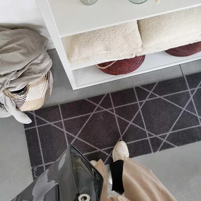 The Rug Seller Camiel Geometric Washable Runner Mats in Brown