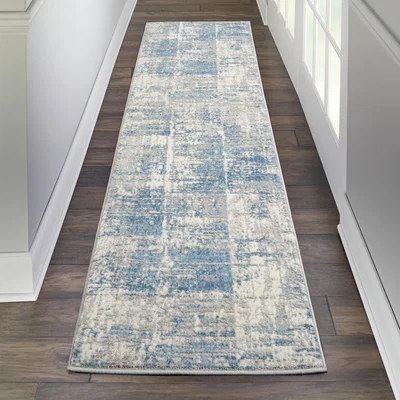 The Rug Seller Solace Designer  Hallway Runner SLA02 in Ivory Grey Blue by Nourison&nbsp;69x221cm