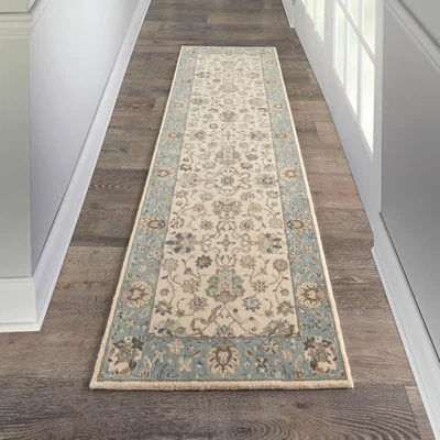 The Rug Seller Living Treasure Hallway Runner Rugs by Nourison LI16 in Ivory Aqua
