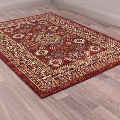 The Rug Seller Cashmere Runner 5568 A in Red&nbsp;66x240cm