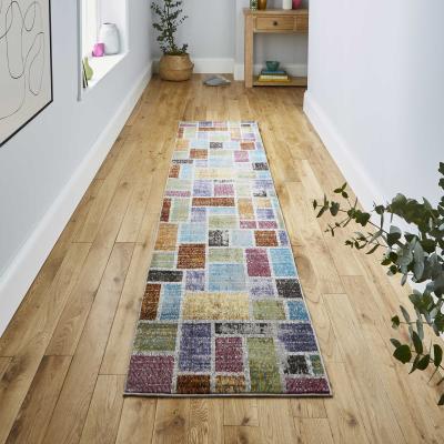 The Rug Seller 16th Avenue Multi-coloured Block Hallway Runner Rug 37A