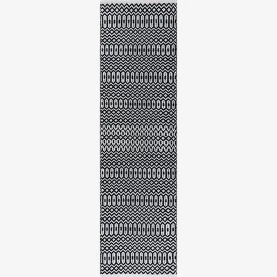 The Rug Seller Halsey Geometric Outdoor Runner Rugs in Black