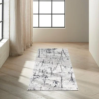 The Rug Seller Calvin Klein Vapor Designer Hallway Runner CK972 Ivory Grey&nbsp;66x229cm