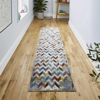 The Rug Seller 16th Avenue Multi-coloured Zigzag Hallway Runner Rug 36A