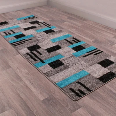 The Rug Seller Spirit Blocks Runners in Teal