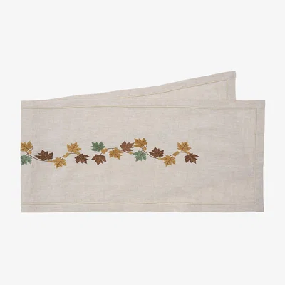 Wolf & Badger Acantha Leaf Emboridery Linen Runner | One Size | Km Home Collection