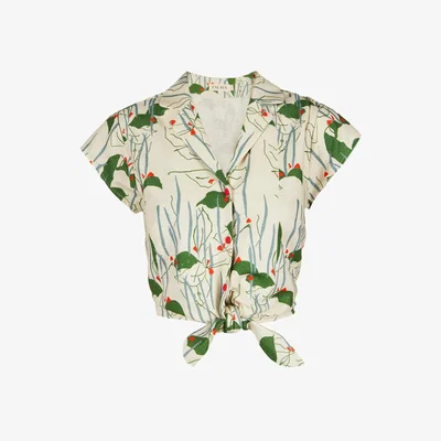 Wolf & Badger Women's Peggy - Ivory Runner Beans Top | Medium | Palava