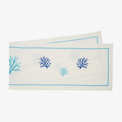 Wolf & Badger Callaina - Turquoise Coral Embroidered Runner | One Size | Km Home Collection