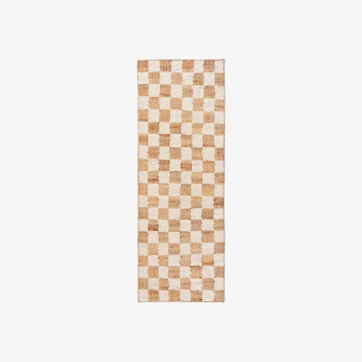 Westwing Handwoven Wool Low Pile Runner Check